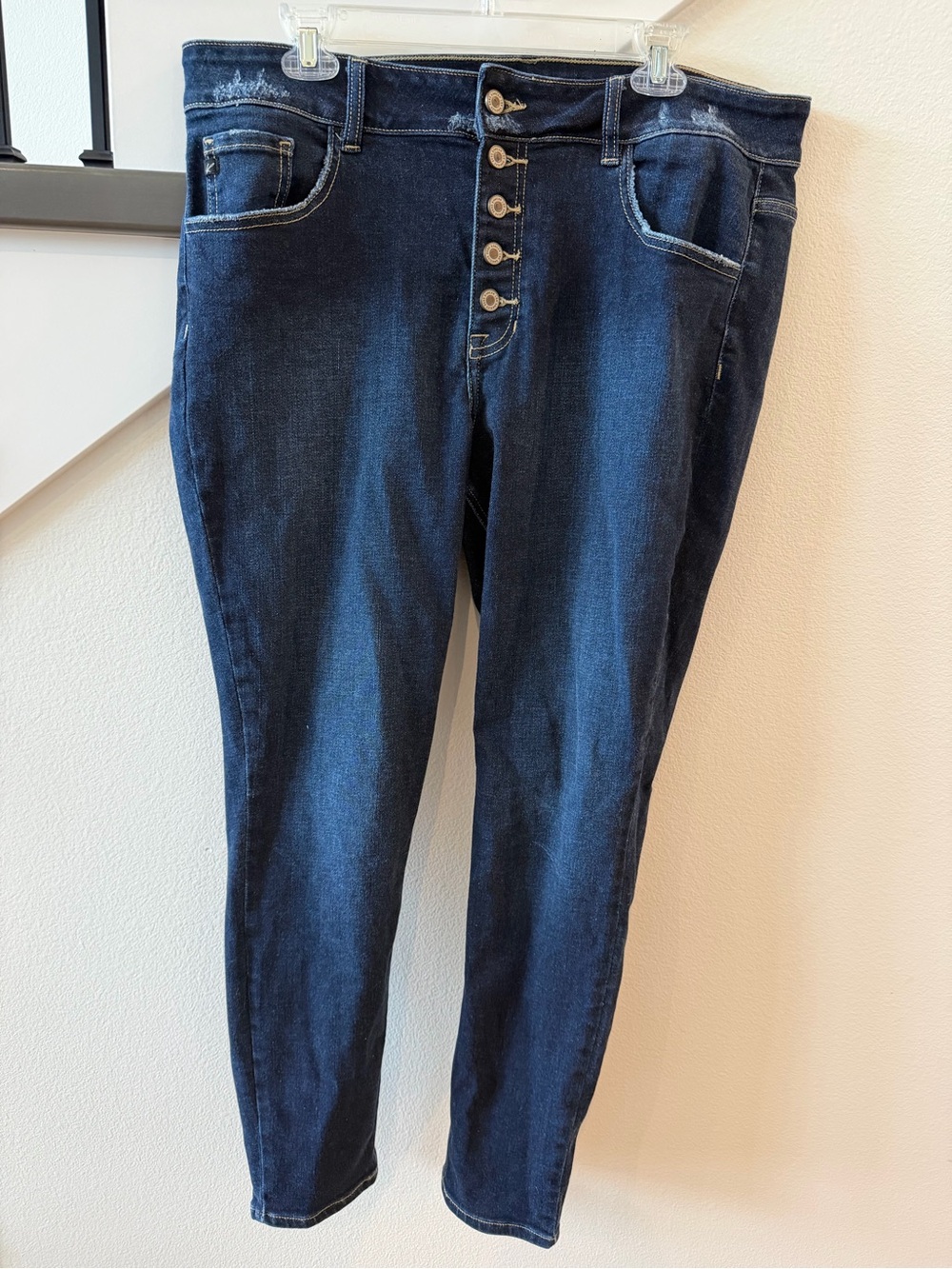 KanCan Dark Blue High-Rise Skinny Jeans with Button-Fly